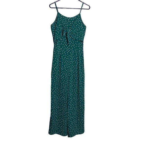 Sandy & Sid Pants - Sandy & Sid Green Polka Dot Sleeveless Jumpsuit
